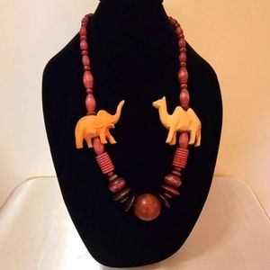 African Beaded Necklace - Elephant & Camel